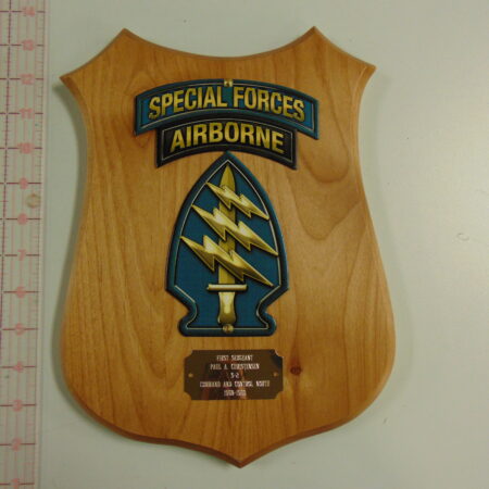 Special Forces SSI Airborne, Special Forces Tabs Wooded Plaque with Your Engraving Information.