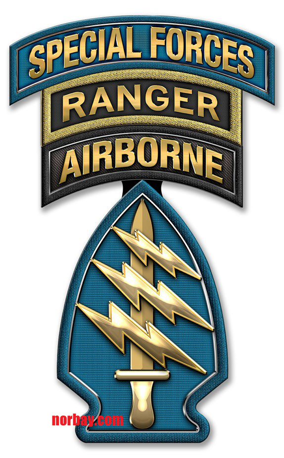 Special Forces SSI Triple Canopy ABN RANGER Patch - Metal Sign