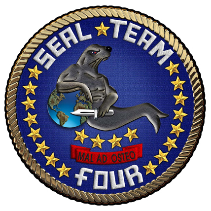 NAVY SEAL TEAM Four (4) all metal Sign 16" Round.