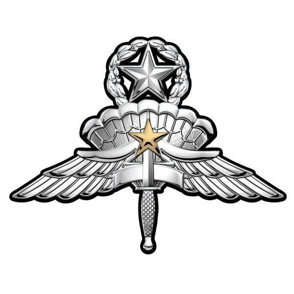 High Altitude Low Opening (HALO) Master Parachutist Wings Badge with Combat Star Metal Sign (Large) 16 x 13"