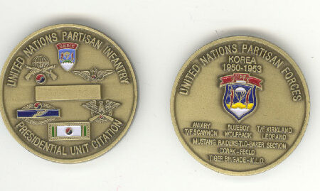 UNPFK Special Forces Operations United Nations Partisan Forces Korea 8240th Challenge Coin
